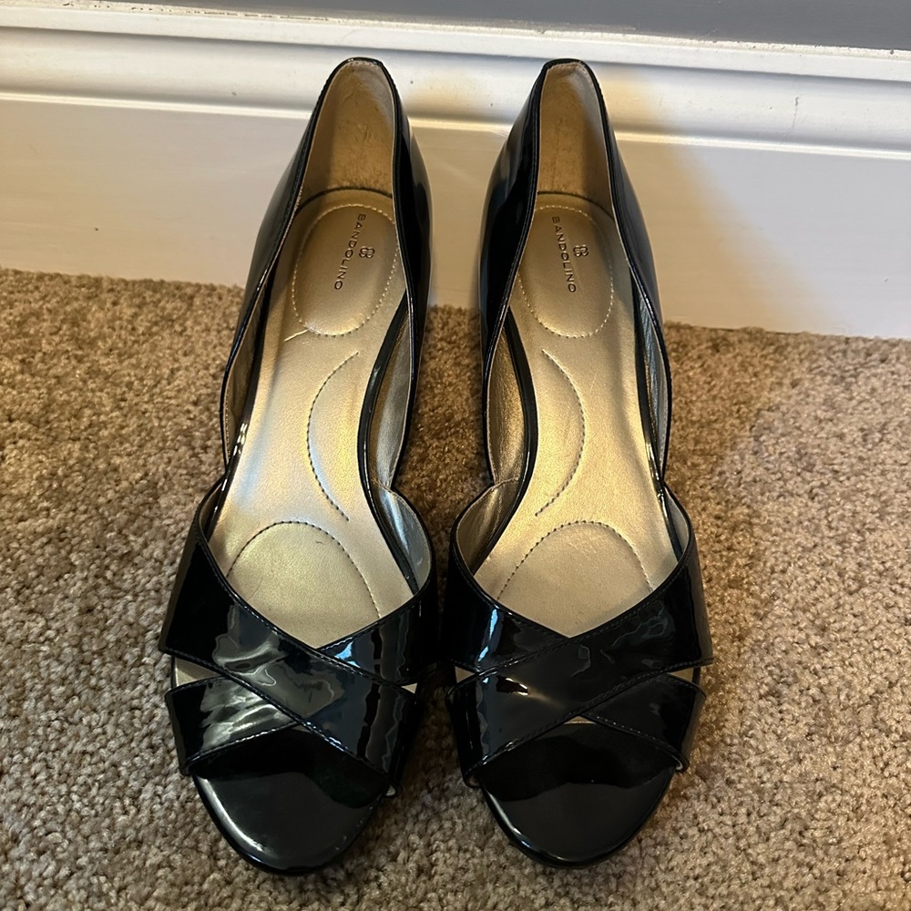Bandolino Patent Leather Peep Toe Heels